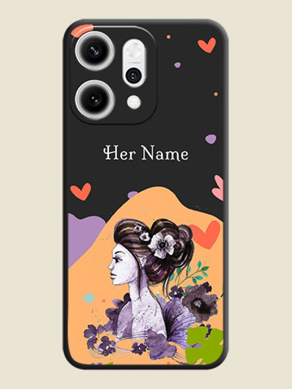 Custom Namecase For Her With Fancy Lady Image On Space Black Custom Soft Matte Mobile Back Cover - Oppo Reno 14 Pro 5G - alternate view