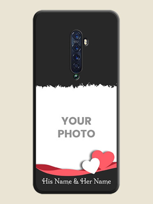 Custom Pin Color Love Shaped Ribbon Design with Text on Space Black Custom Soft Matte Phone Back Cover - Oppo Reno 2 - alternate view