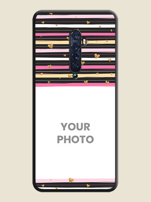 Custom Multicolor Lines and Golden Love Symbols Design on Photo on Space Black Soft Matte Mobile Cover - Oppo Reno 2 - alternate view