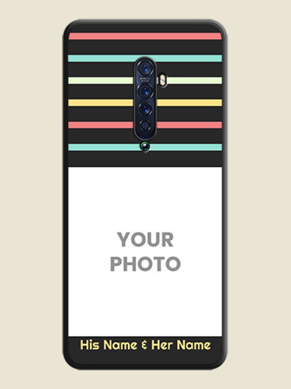 Custom Color Stripes with Photo and Text on Photo on Space Black Soft Matte Mobile Case - Oppo Reno 2 - alternate view