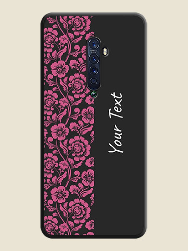 Custom Pink Floral Pattern Design With Custom Text On Space Black Personalized Soft Matte Phone Covers -Oppo Reno 2 - alternate view