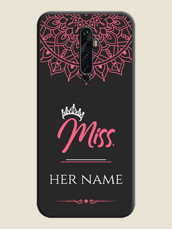 Custom Mrs Name with Floral Design on Space Black Personalized Soft Matte Phone Covers - Oppo Reno 2F - alternate view