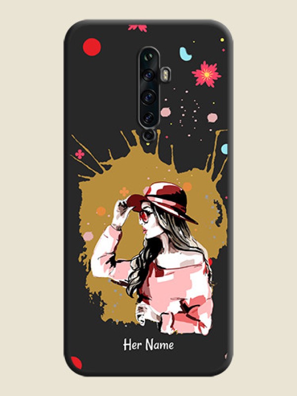 Custom Mordern Lady With Color Splash Background With Custom Text On Space Black Personalized Soft Matte Phone Covers -Oppo Reno 2F - alternate view