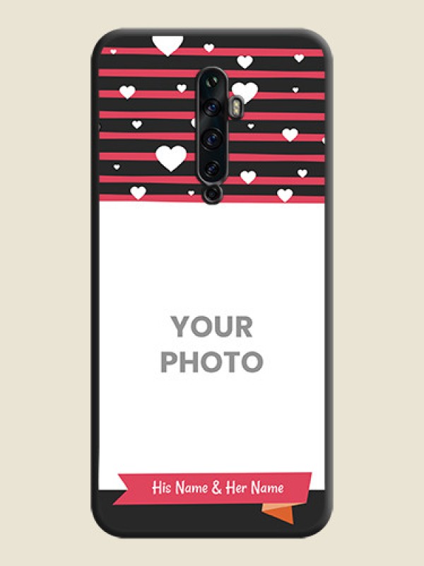 Custom White Color Love Symbols with Pink Lines Pattern on Space Black Custom Soft Matte Phone Cases - Oppo Reno 2Z - alternate view