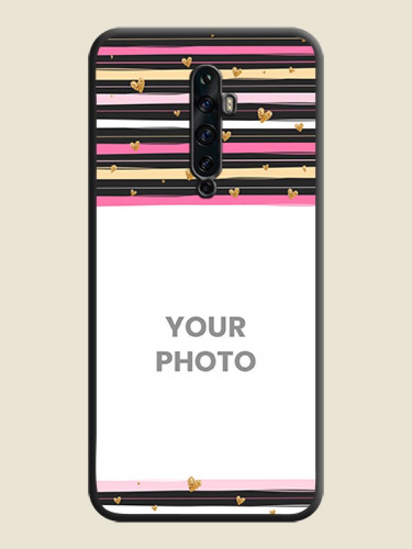 Custom Multicolor Lines and Golden Love Symbols Design - Photo on Space Black Soft Matte Mobile Cover - Oppo Reno 2Z - alternate view