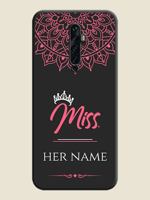 Custom Mrs Name with Floral Design on Space Black Personalized Soft Matte Phone Covers - Oppo Reno 2Z - alternate view