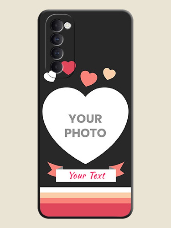 Custom Love Shaped Photo with Colorful Stripes on Personalised Space Black Soft Matte Cases - Oppo Reno 4 Pro - alternate view
