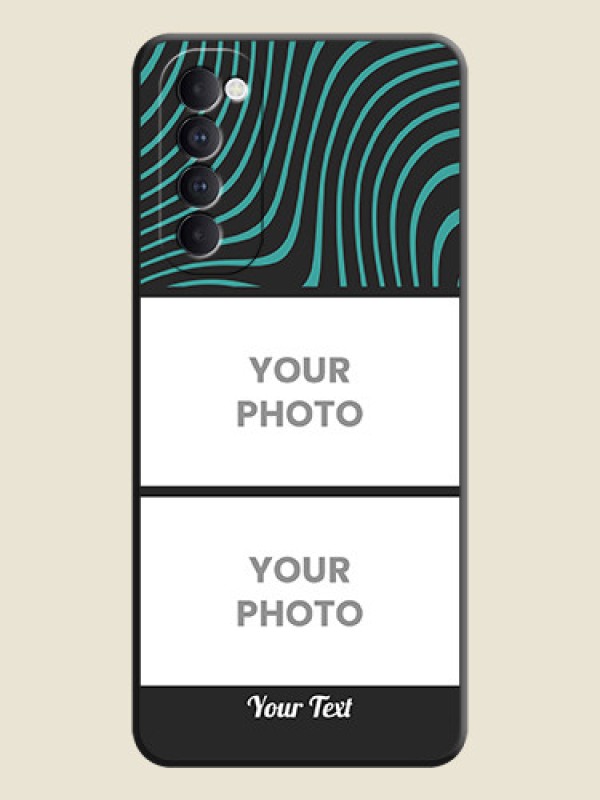 Custom Wave Pattern with 2 Image Holder on Space Black Personalized Soft Matte Phone Covers - Oppo Reno 4 Pro - alternate view