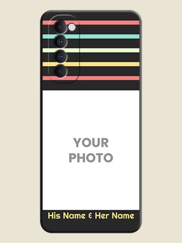 Custom Color Stripes with Photo and Text - Photo on Space Black Soft Matte Mobile Case - Oppo Reno 4 Pro - alternate view