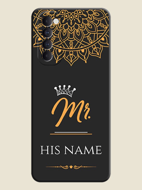 Custom Mr Name with Floral Design  on Personalised Space Black Soft Matte Cases - Oppo Reno 4 Pro - alternate view