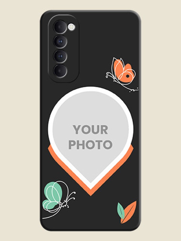 Custom Upload Pic With Simple Butterly Design On Space Black Personalized Soft Matte Phone Covers -Oppo Reno 4 Pro - alternate view