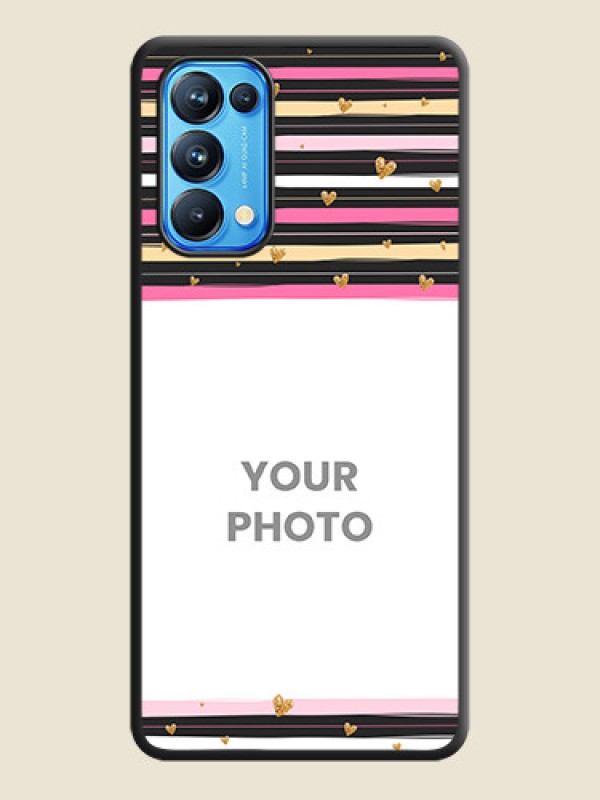 Custom Multicolor Lines and Golden Love Symbols Design on Photo on Space Black Soft Matte Mobile Cover - Reno 5 Pro - alternate view