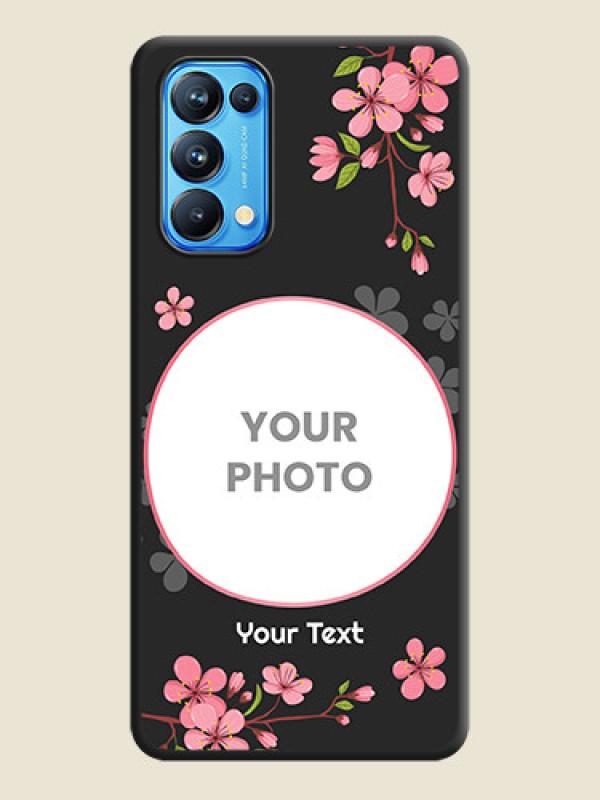 Custom Round Image with Pink Color Floral Design on Photo on Space Black Soft Matte Back Cover - Reno 5 Pro - alternate view