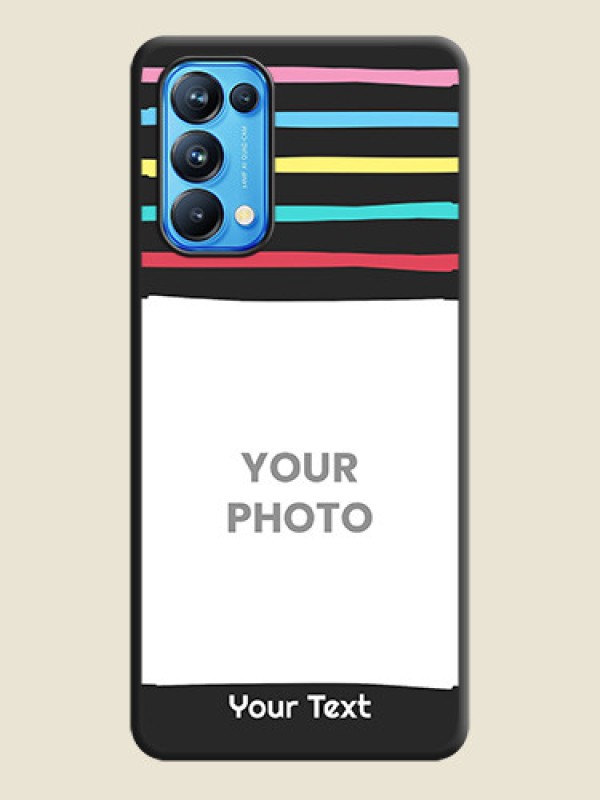Custom Multicolor Lines with Image on Space Black Personalized Soft Matte Phone Covers - Reno 5 Pro - alternate view