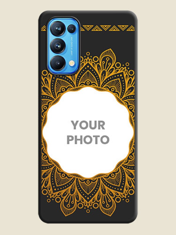 Custom Round Image with Floral Design on Photo on Space Black Soft Matte Mobile Cover - Reno 5 Pro - alternate view