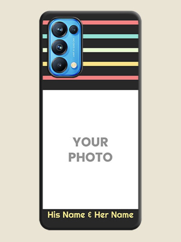 Custom Color Stripes with Photo and Text on Photo on Space Black Soft Matte Mobile Case - Reno 5 Pro - alternate view