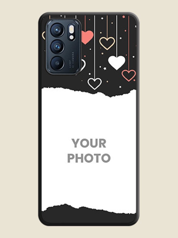 Custom Love Hangings with Splash Wave Picture on Space Black Custom Soft Matte Phone Back Cover - Oppo Reno 6 5G - alternate view