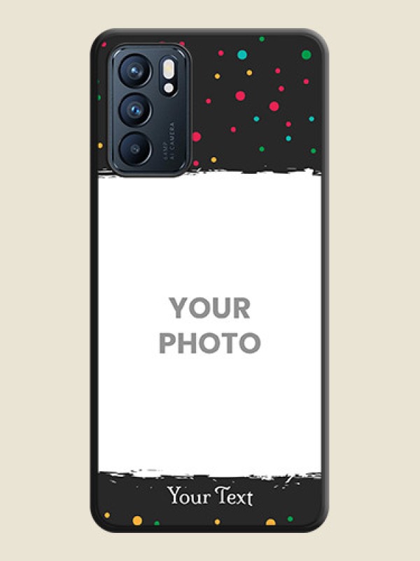 Custom Multicolor Dotted Pattern with Text on Space Black Custom Soft Matte Phone Back Cover - Oppo Reno 6 5G - alternate view
