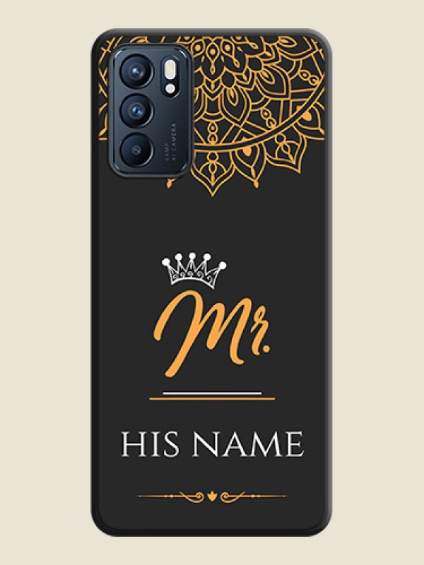 Custom Mr Name with Floral Design on Personalised Space Black Soft Matte Cases - Oppo Reno 6 5G - alternate view