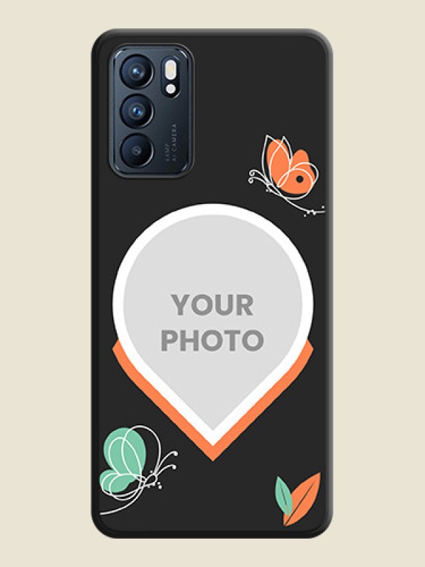Custom Upload Pic With Simple Butterly Design On Space Black Personalized Soft Matte Phone Covers -Oppo Reno 6 5G - alternate view