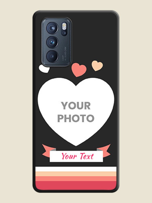 Custom Love Shaped Photo with Colorful Stripes on Personalised Space Black Soft Matte Cases - Oppo Reno 6 Pro 5G - alternate view