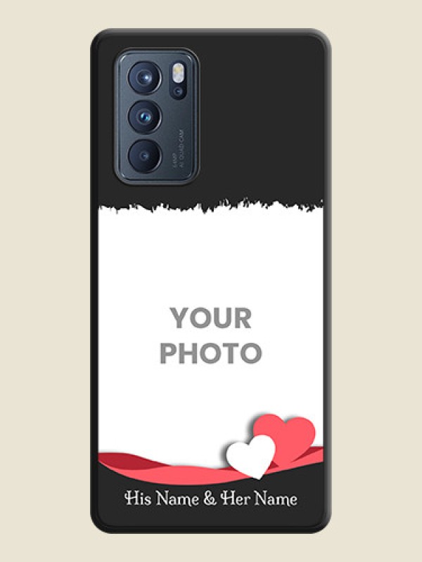 Custom Pin Color Love Shaped Ribbon Design with Text on Space Black Custom Soft Matte Phone Back Cover - Oppo Reno 6 Pro 5G - alternate view
