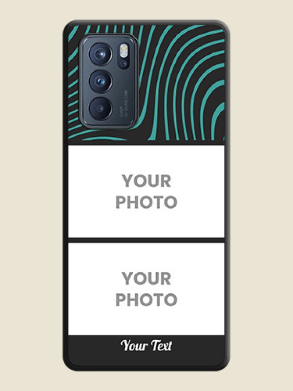 Custom Wave Pattern with 2 Image Holder on Space Black Personalized Soft Matte Phone Covers - Oppo Reno 6 Pro 5G - alternate view
