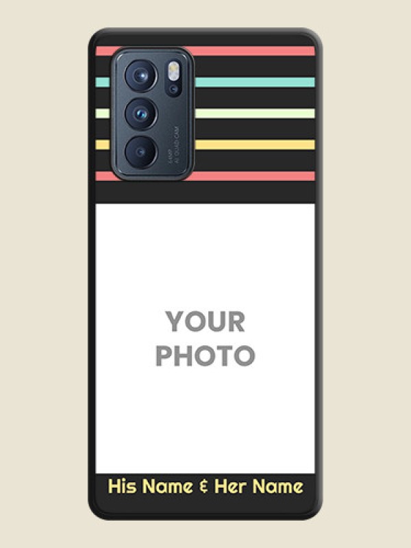 Custom Color Stripes with Photo and Text on Photo on Space Black Soft Matte Mobile Case - Oppo Reno 6 Pro 5G - alternate view