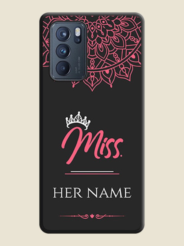 Custom Mrs Name with Floral Design on Space Black Personalized Soft Matte Phone Covers - Oppo Reno 6 Pro 5G - alternate view