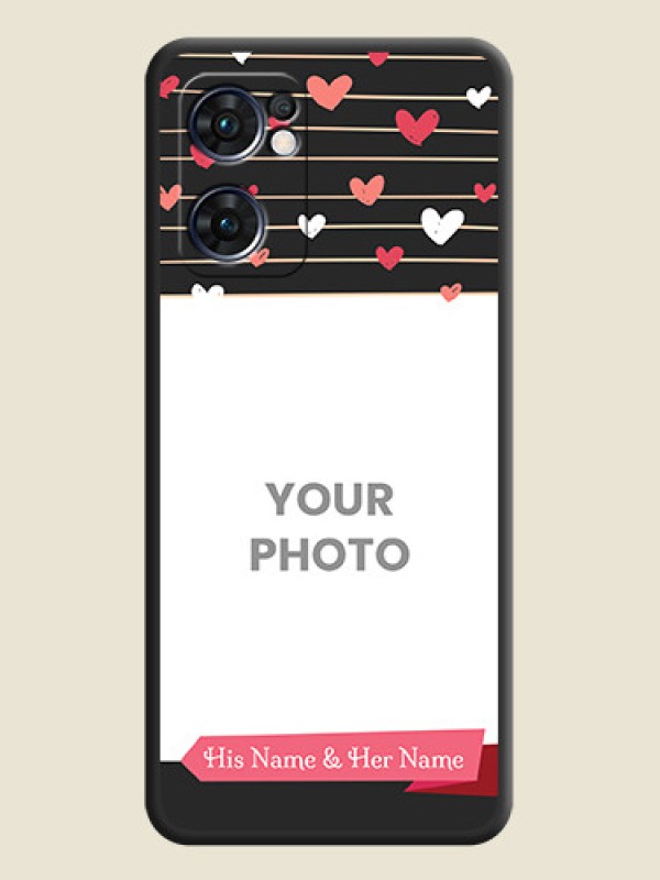 Custom Love Pattern with Name on Pink Ribbon  on Photo on Space Black Soft Matte Back Cover - Oppo Reno 7 5G - alternate view