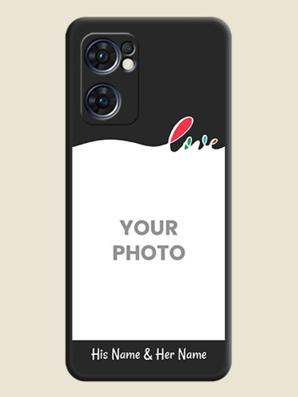 Custom Fall in Love Pattern with Picture on Photo on Space Black Soft Matte Mobile Case - Oppo Reno 7 5G - alternate view