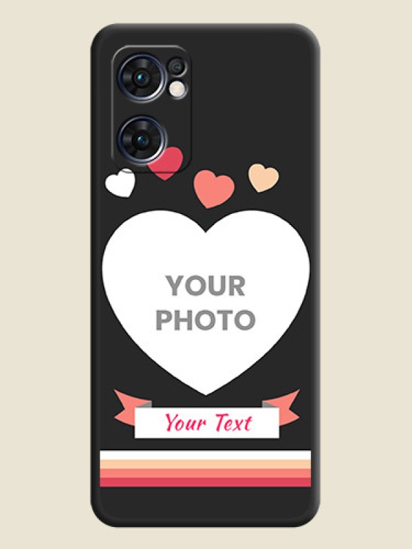 Custom Love Shaped Photo with Colorful Stripes on Personalised Space Black Soft Matte Cases - Oppo Reno 7 5G - alternate view
