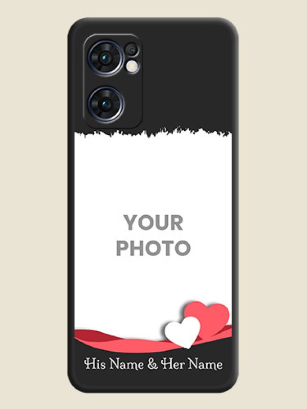 Custom Pin Color Love Shaped Ribbon Design with Text on Space Black Custom Soft Matte Phone Back Cover - Oppo Reno 7 5G - alternate view