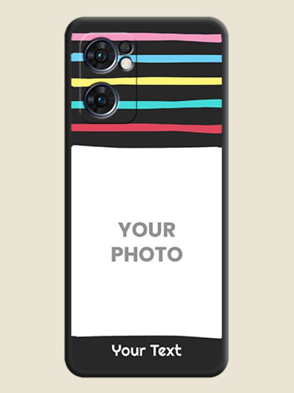 Custom Multicolor Lines with Image on Space Black Personalized Soft Matte Phone Covers - Oppo Reno 7 5G - alternate view