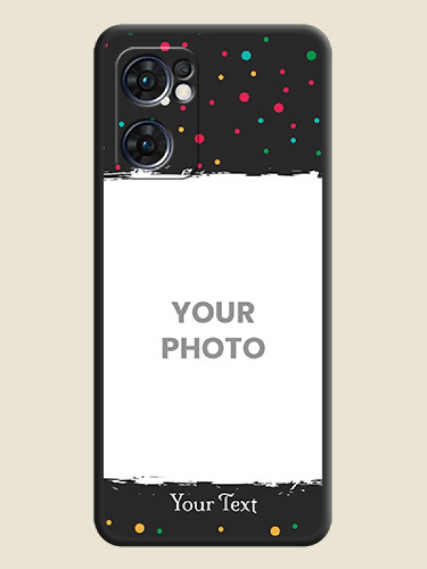 Custom Multicolor Dotted Pattern with Text on Space Black Custom Soft Matte Phone Back Cover - Oppo Reno 7 5G - alternate view