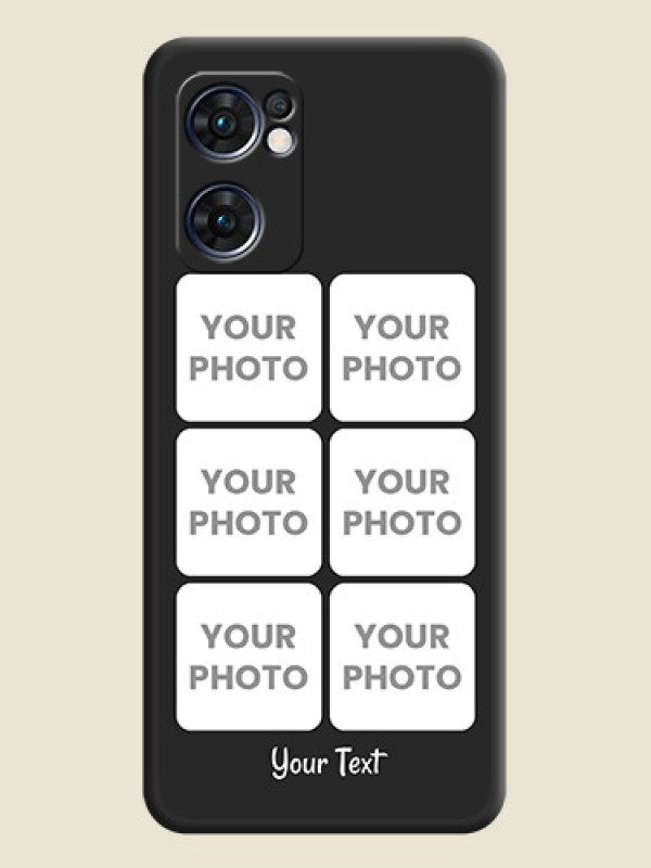 Custom Floral Art with 6 Image Holder on Photo on Space Black Soft Matte Mobile Case - Oppo Reno 7 5G - alternate view
