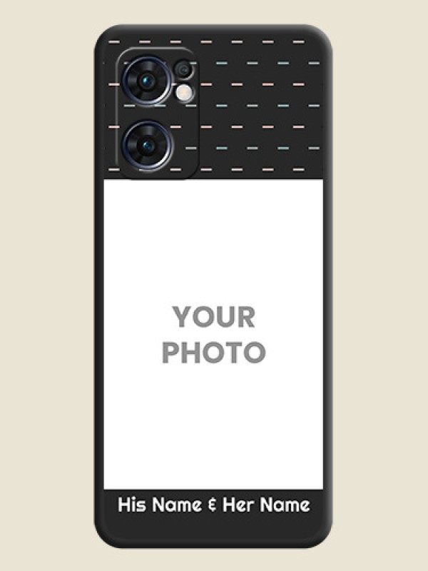 Custom Line Pattern Design with Text on Space Black Custom Soft Matte Phone Back Cover - Oppo Reno 7 5G - alternate view