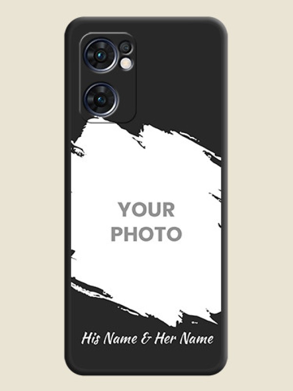 Custom Grunge Brush Strokes on Photo on Space Black Soft Matte Back Cover - Oppo Reno 7 5G - alternate view