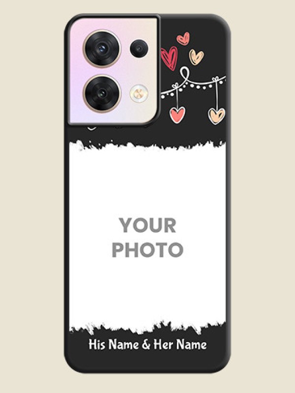 Custom Pink Love Hangings with Name on Space Black Custom Soft Matte Phone Cases - Oppo Reno 8 5G - alternate view