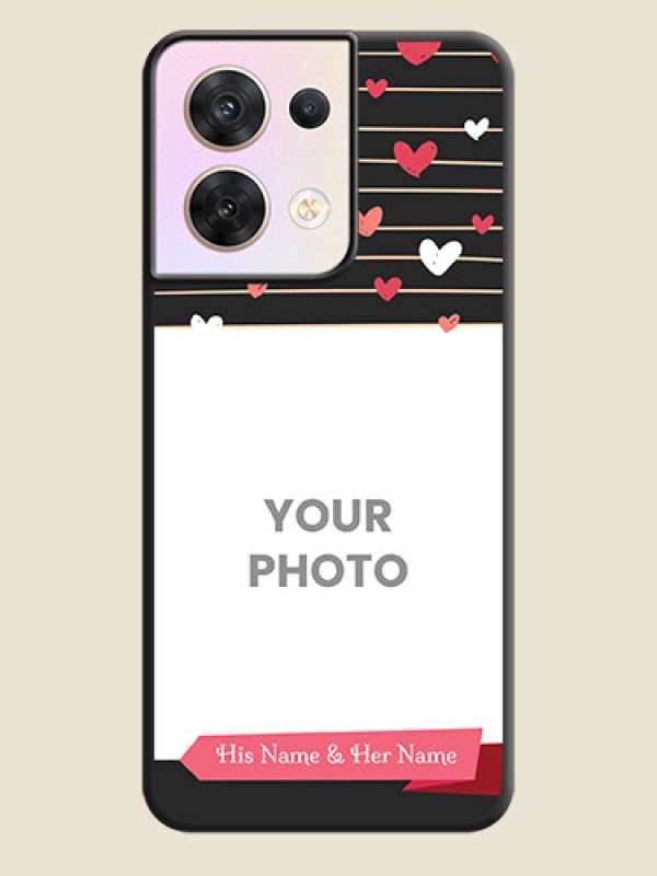 Custom Love Pattern with Name on Pink Ribbon  on Photo on Space Black Soft Matte Back Cover - Oppo Reno 8 5G - alternate view
