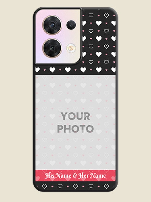 Custom White Color Love Symbols with Text Design on Photo on Space Black Soft Matte Phone Cover - Oppo Reno 8 5G - alternate view