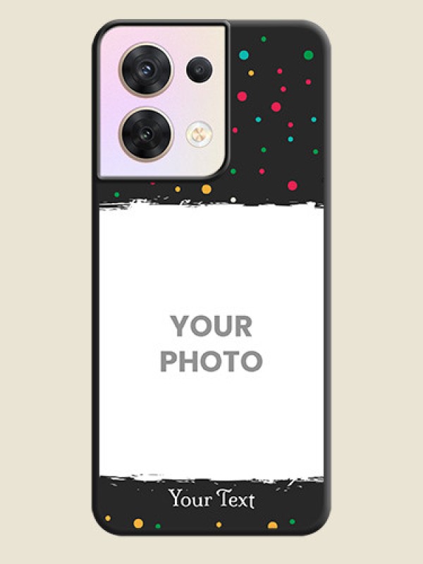 Custom Multicolor Dotted Pattern with Text on Space Black Custom Soft Matte Phone Back Cover - Oppo Reno 8 5G - alternate view