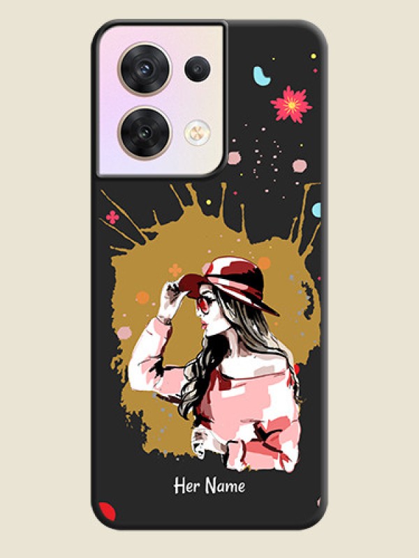 Custom Mordern Lady With Color Splash Background With Custom Text On Space Black Personalized Soft Matte Phone Covers -Oppo Reno 8 5G - alternate view