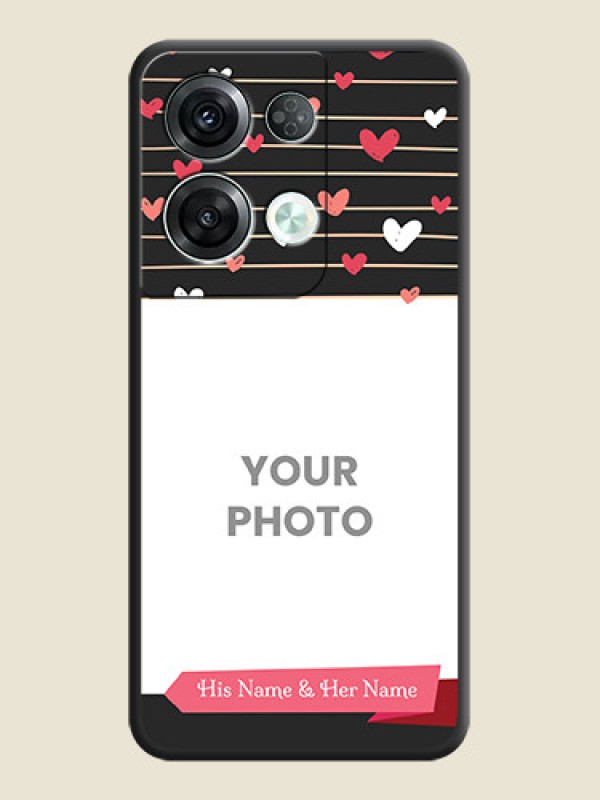 Custom Love Pattern with Name on Pink Ribbon  on Photo on Space Black Soft Matte Back Cover - Oppo Reno 8 Pro 5G - alternate view