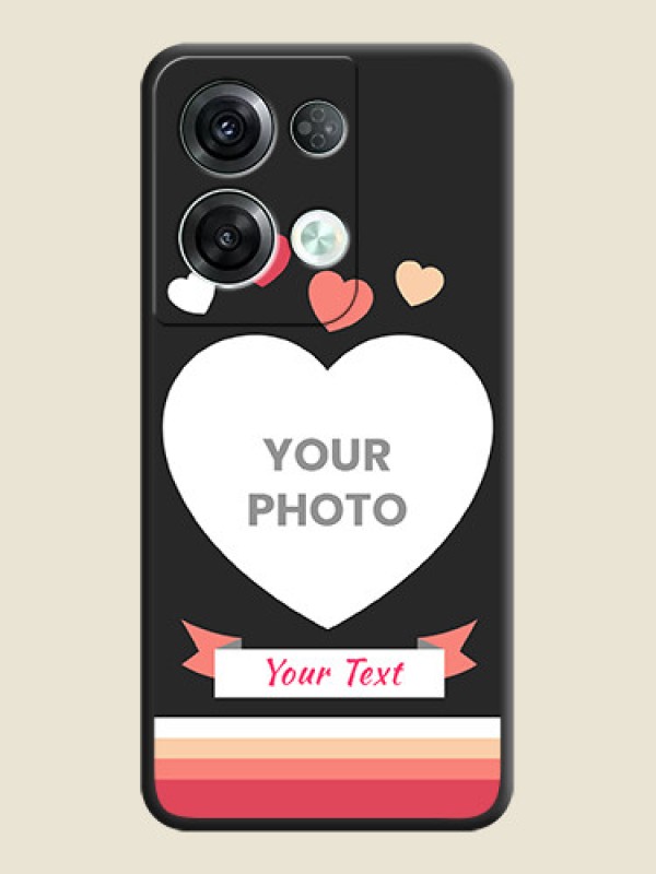 Custom Love Shaped Photo with Colorful Stripes on Personalised Space Black Soft Matte Cases - Oppo Reno 8 Pro 5G - alternate view