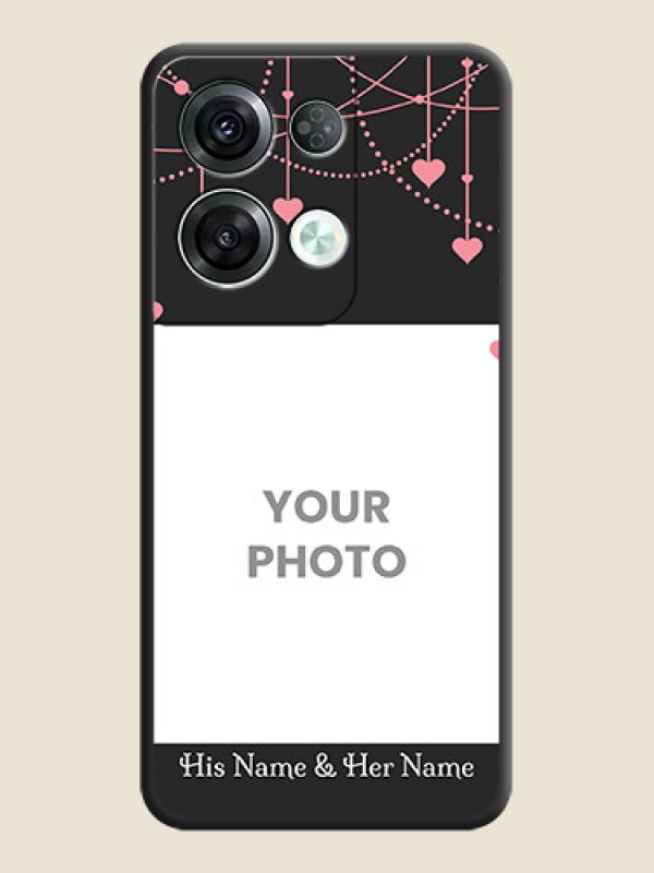 Custom Pink Love Hangings with Text on Space Black Custom Soft Matte Back Cover - Oppo Reno 8 Pro 5G - alternate view