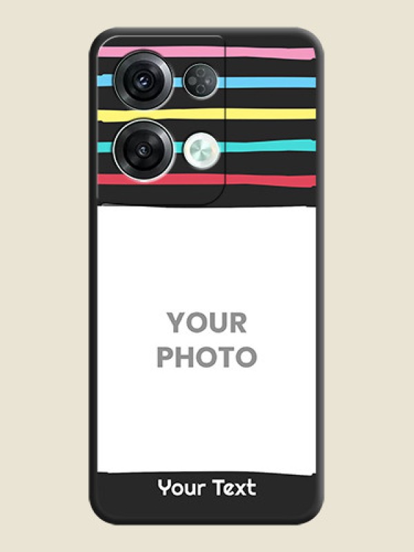 Custom Multicolor Lines with Image on Space Black Personalized Soft Matte Phone Covers - Oppo Reno 8 Pro 5G - alternate view