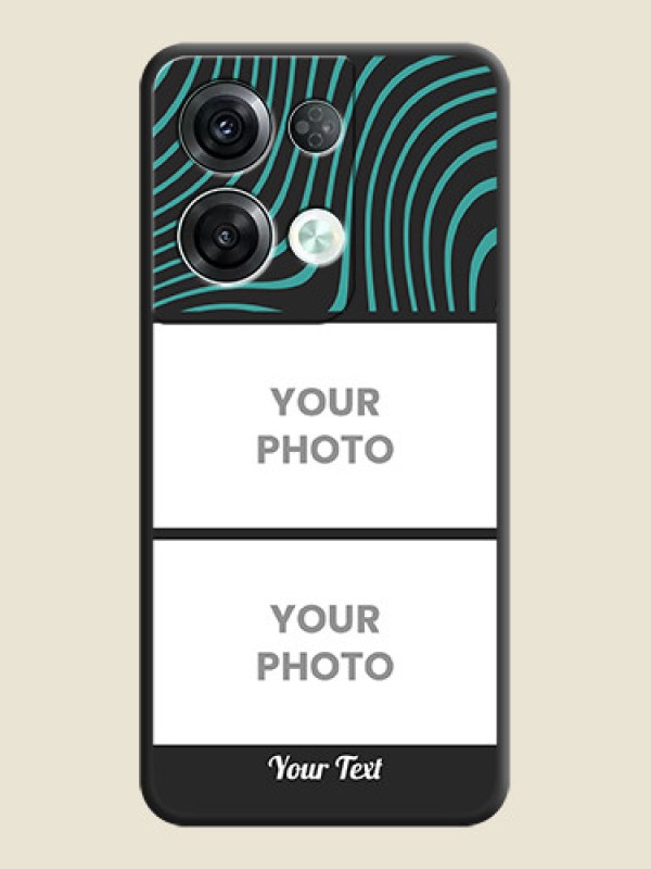 Custom Wave Pattern with 2 Image Holder on Space Black Personalized Soft Matte Phone Covers - Oppo Reno 8 Pro 5G - alternate view
