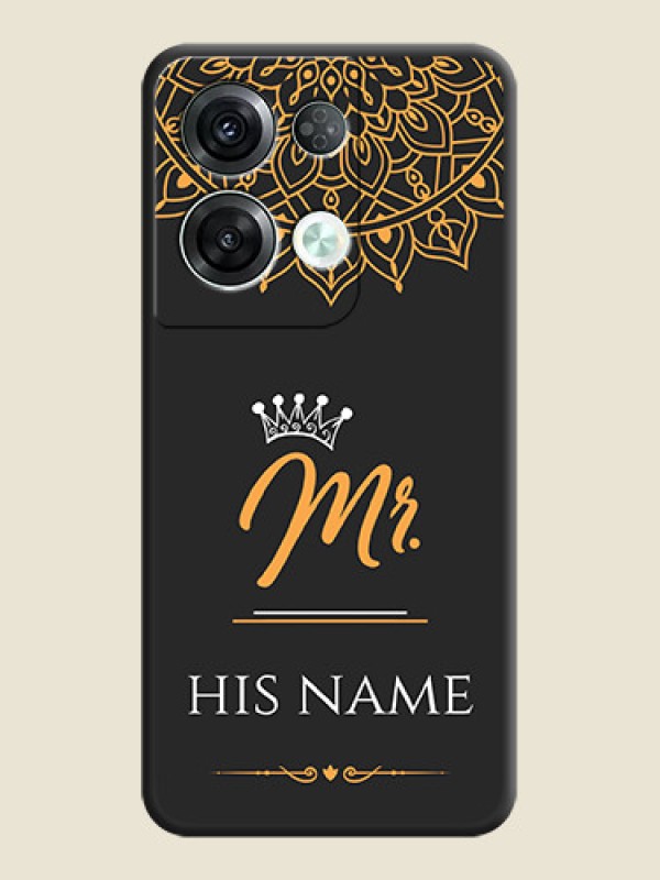 Custom Mr Name with Floral Design  on Personalised Space Black Soft Matte Cases - Oppo Reno 8 Pro 5G - alternate view