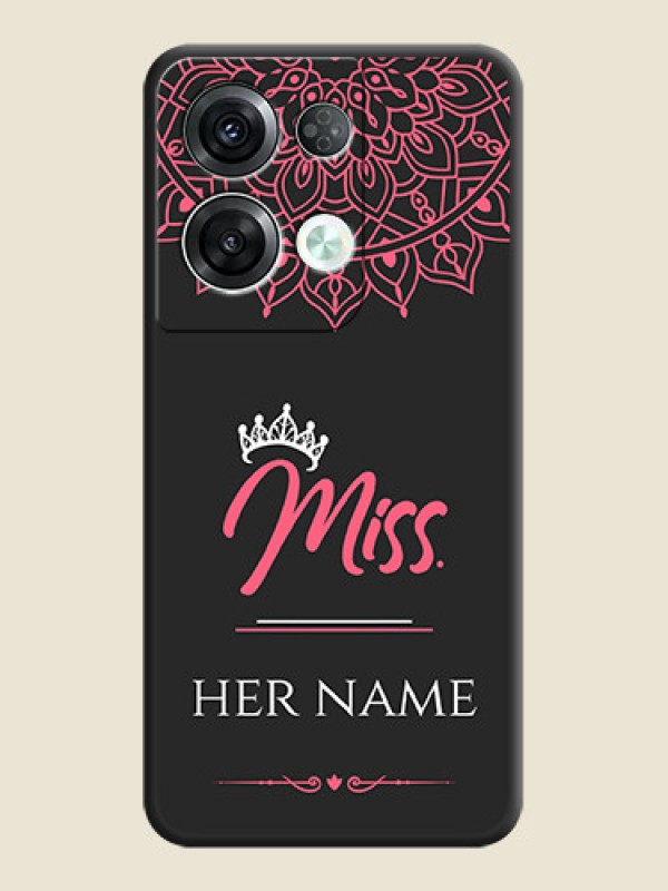 Custom Mrs Name with Floral Design on Space Black Personalized Soft Matte Phone Covers - Oppo Reno 8 Pro 5G - alternate view